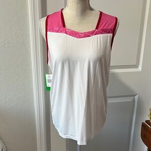 Court Haley Performance Pink and White Sleeveless Tank Top Golf Pickleball NWT